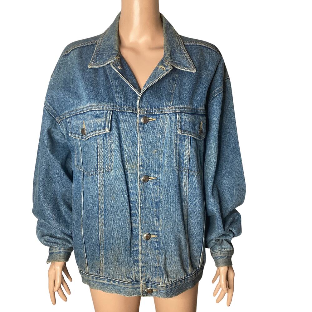 Vintage 90s Bugle Boy Denim Jacket Mens Medium Blue Trucker
